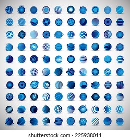 3D Globe Icons Set - Isolated On Gray Background - Vector Illustration, Graphic Design Editable For Your Design 