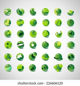 3D Globe Icons Set - Isolated On Gray Background - Vector Illustration, Graphic Design Editable For Your Design 