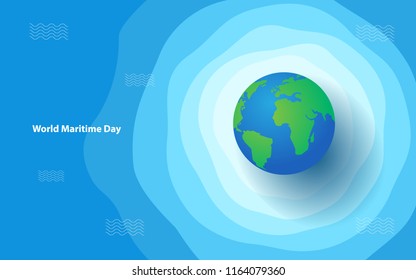 3d globe in the land for maritime concept