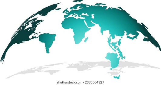 3D Globe Map in Blue Color Isolated on White Background. Vector Illustration