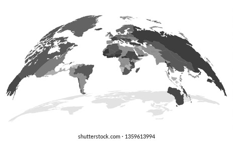 3D Globe Map with Camouflage Texture in Grey Color Isolated on White Background with Shadow. Vector Illustration