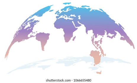 3D Globe Map in Shades of Blue & Purple Isolated on White Background. Future Concept. Might be Used for Web Presentations & Design. Vector Illustration