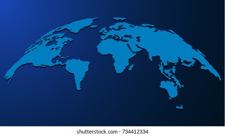 3D Globe Map for Web, Science, Business Presentations & Design on Blue Background. Vector Illustration