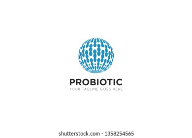 3d globe probiotic logo and icon vector illustration design template