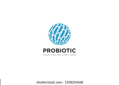 3d globe probiotic logo and icon vector illustration design template