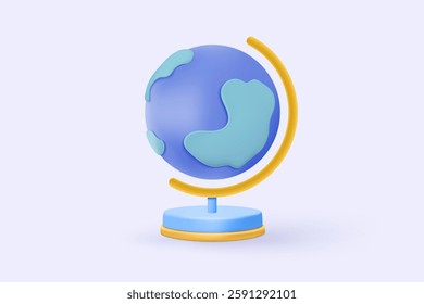 3d globe unique icon signs for teaching preschool lesson. teacher skill for education graduation, back to school and study, university or college. 3d worldwide symbolic icon vector render illustration