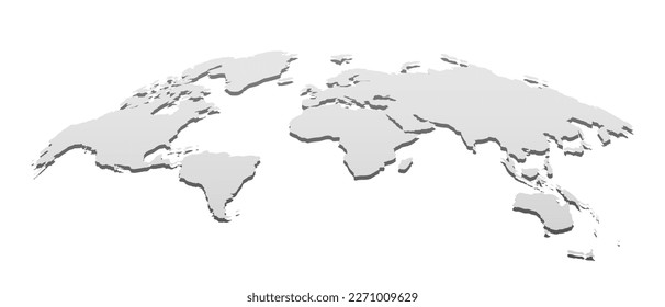 3D Globe World Map Template. Monochrome Design for Education, Science, Web Presentations. Realistic Vector Illustration.