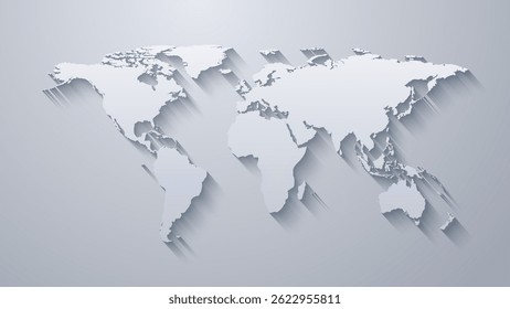 3D Globe World Map Template. 3D wolrd map Design for Education, Science, Web Presentations. Realistic Vector Illustration. 3D world map with realistic depth effect vector illustration.