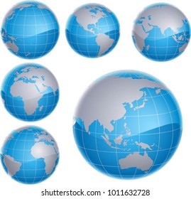 3d globes collection various colored sketches
