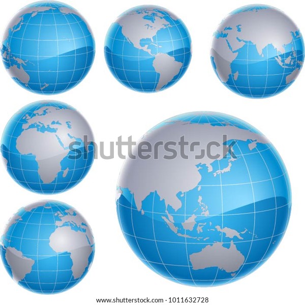 3d Globes Collection Various Colored Sketches Stock Vector (Royalty ...