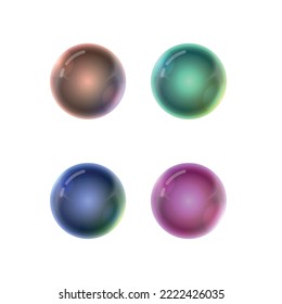 3D glossed globes. Colorful realistic magic ball set on white background. Round shape vector illustration.