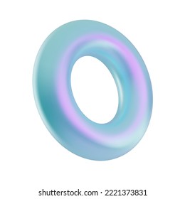 3d glossie futuristic torus in a modern style. A holographic ring is a geometric figure. Round shiny vector icon