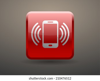 3d glossiness button calling icon