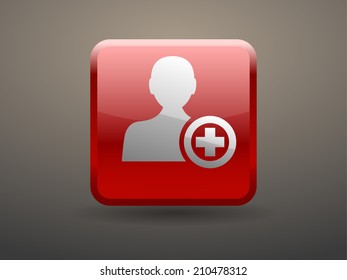 3d glossiness button icon of add friend