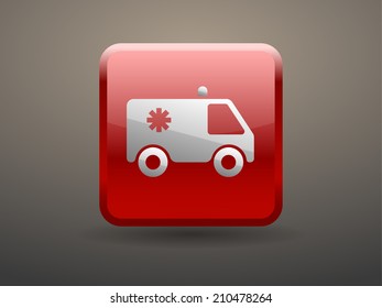 3d glossiness button icon of ambulance