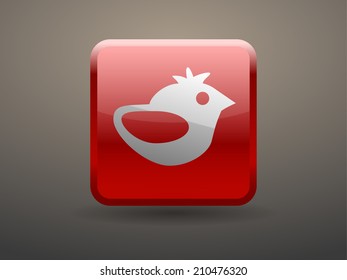 3d glossiness button icon of bird