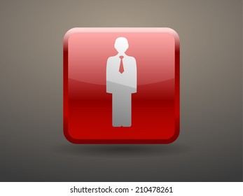 Icono de botón de brillo de 3 d del hombre de negocios