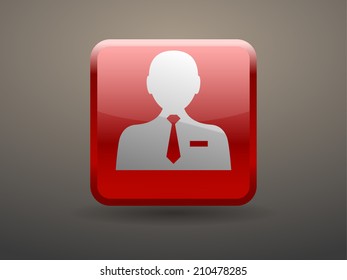 3d glossiness button icon of businessman