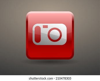 3d glossiness button icon of a camera