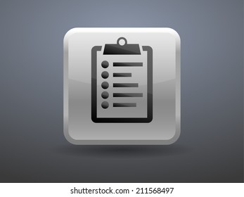 3d glossiness button icon of clipboard