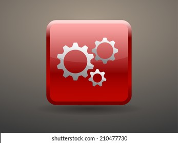 3d glossiness button icon of gears