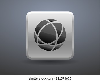 Icono de botón de brillo de 3d del globo
