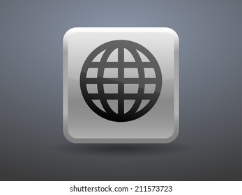 3d glossiness button icon of globe