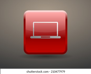3d glossiness button icon of laptop