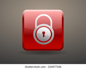 3d glossiness button icon of lock