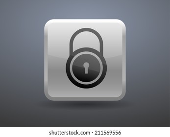 3d glossiness button icon of lock
