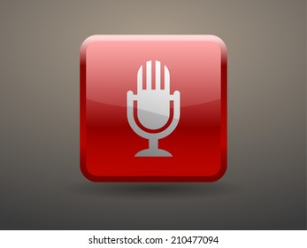 3d glossiness button icon of microphone