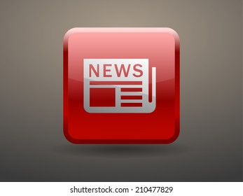 3d glossiness button icon of news