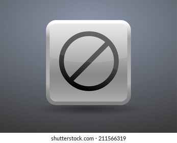 3d glossiness button icon of a prohibition