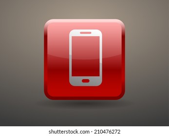 3d glossiness button icon of smartphone