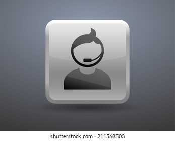 3d glossiness button icon of support