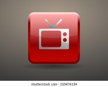 3d glossiness button icon of tv