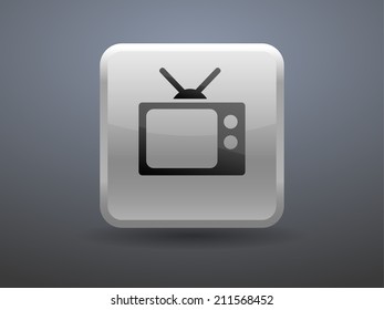 3d glossiness button icon of tv