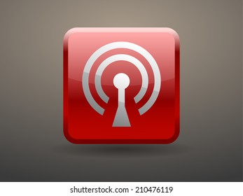 3d glossiness button icon of wifi