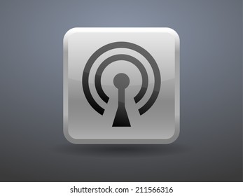 3d glossiness button icon of wifi