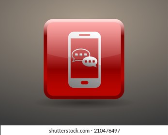 3d glossiness button mobile chatting icon