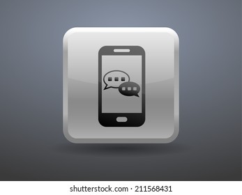 3d glossiness button mobile chatting icon