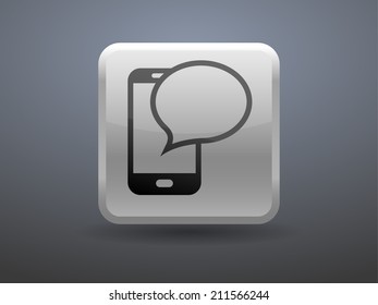 3d glossiness button sms icon