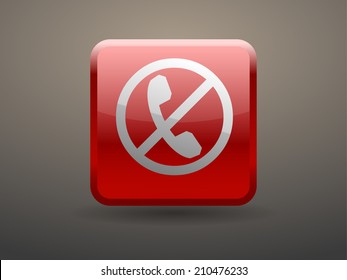 3d glossiness button turn off phone icon