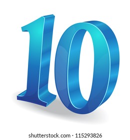 3d Glossy 10 Ten Number Vector