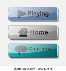 3D glossy action web button vector design. Setting, tools, search now button for website