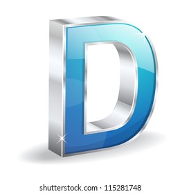 3d Glossy Alphabet D Letter Vector Character