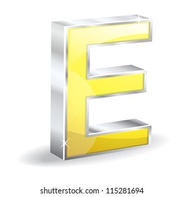 3d Glossy Alphabet E Letter Vector Character