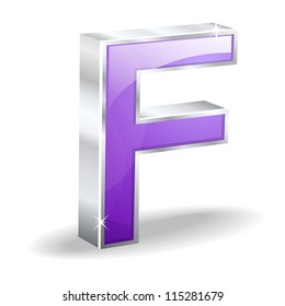 3d Glossy Alphabet F Letter Vector Character