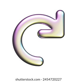 3D Glossy arrow shape with iridescent finish in a circular motion isolated on transparent background. Futuristic design element with a Liquid Chrome appearance for creative graphics and vector - Powered by Shutterstock - Get 15% off with code: PIKWIZARD15