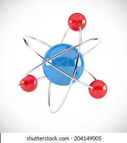 3d glossy atom isolated on white background. Vector illustration.